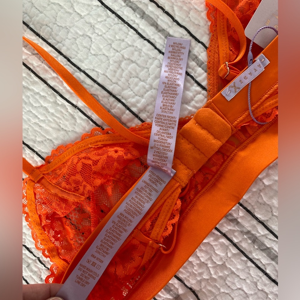 Savage X Fenty NWT orange lace bralette bra large - Picture 4 of 5